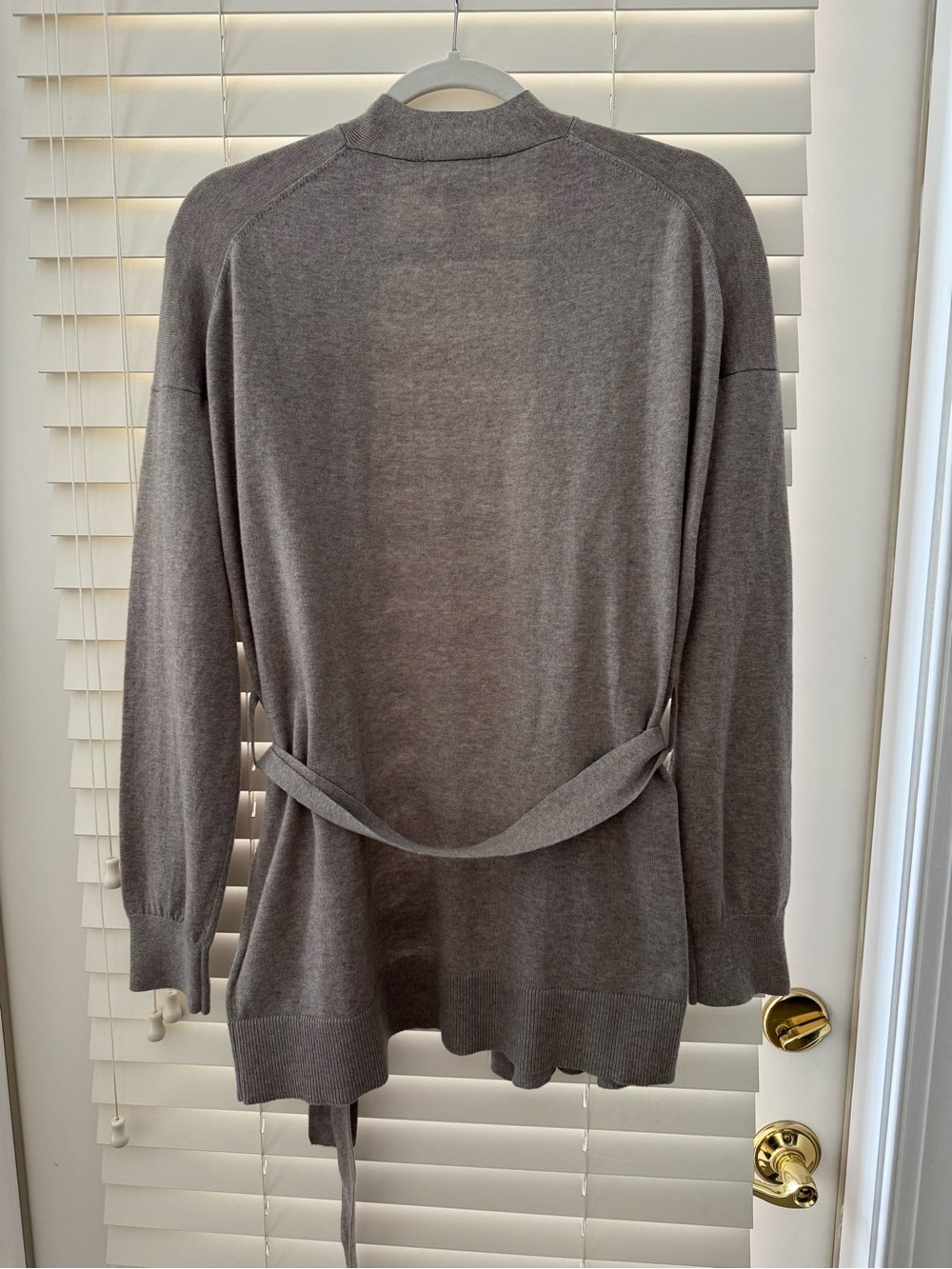 H&M Gray Brown Cotton Cashmere Cardigan with Tie Belt - Picture 5 of 6